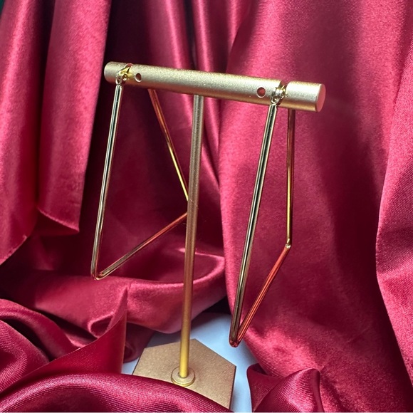 Gold Stainless Steel Geometric Hoop Earrings – Waterproof, Non-Tarnish, NWT - Picture 8 of 9